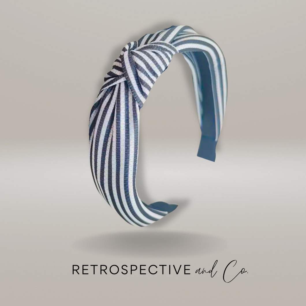 Pinstripe Alice band [navy/white]