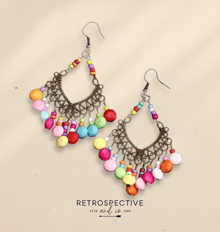 Ione Boho beaded drop Earrings [Multi]