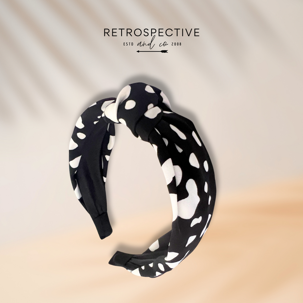 Spotted knot Alice band [black]