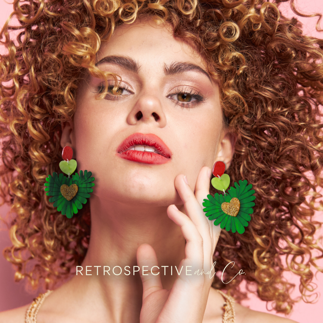 Sacred Heart Drop earrings [Green]