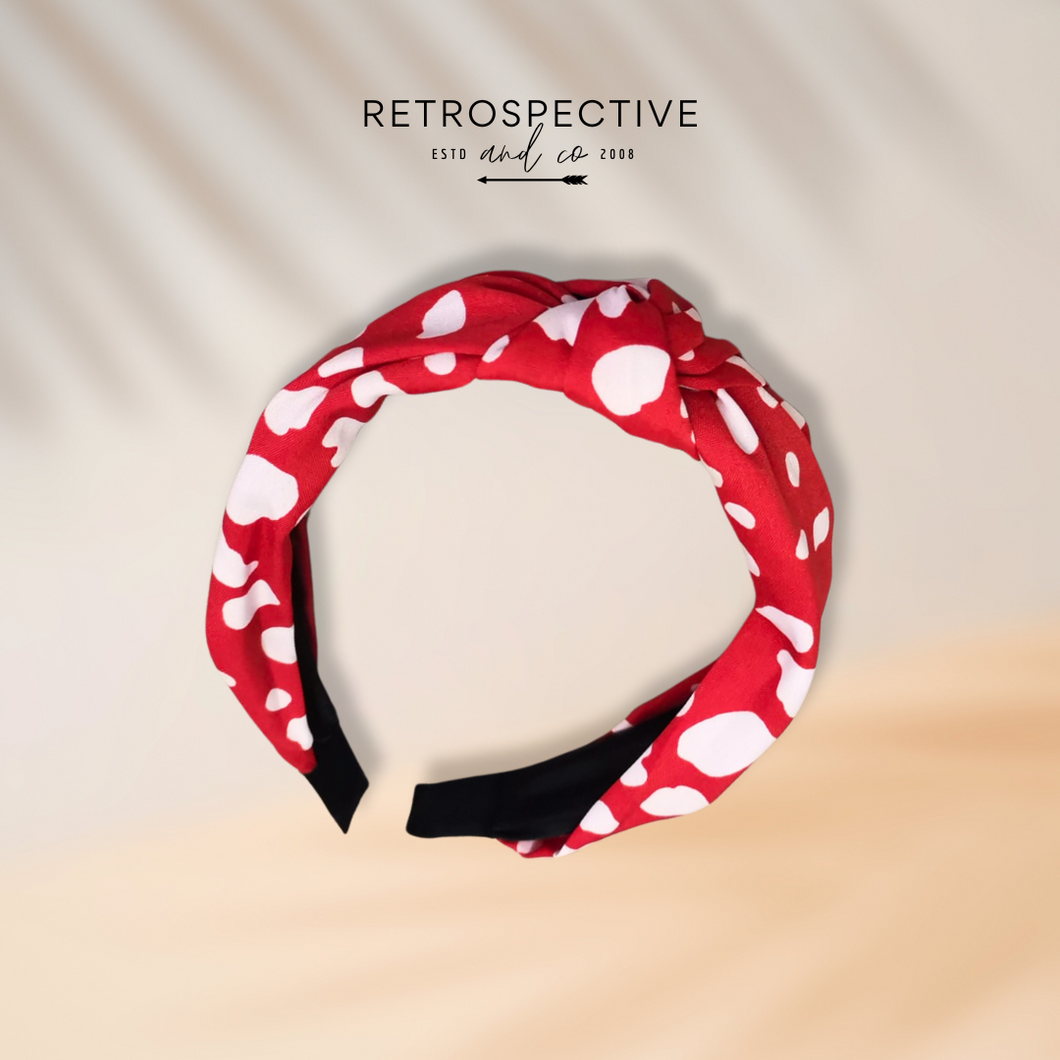 Spotted knot Alice band [RED]