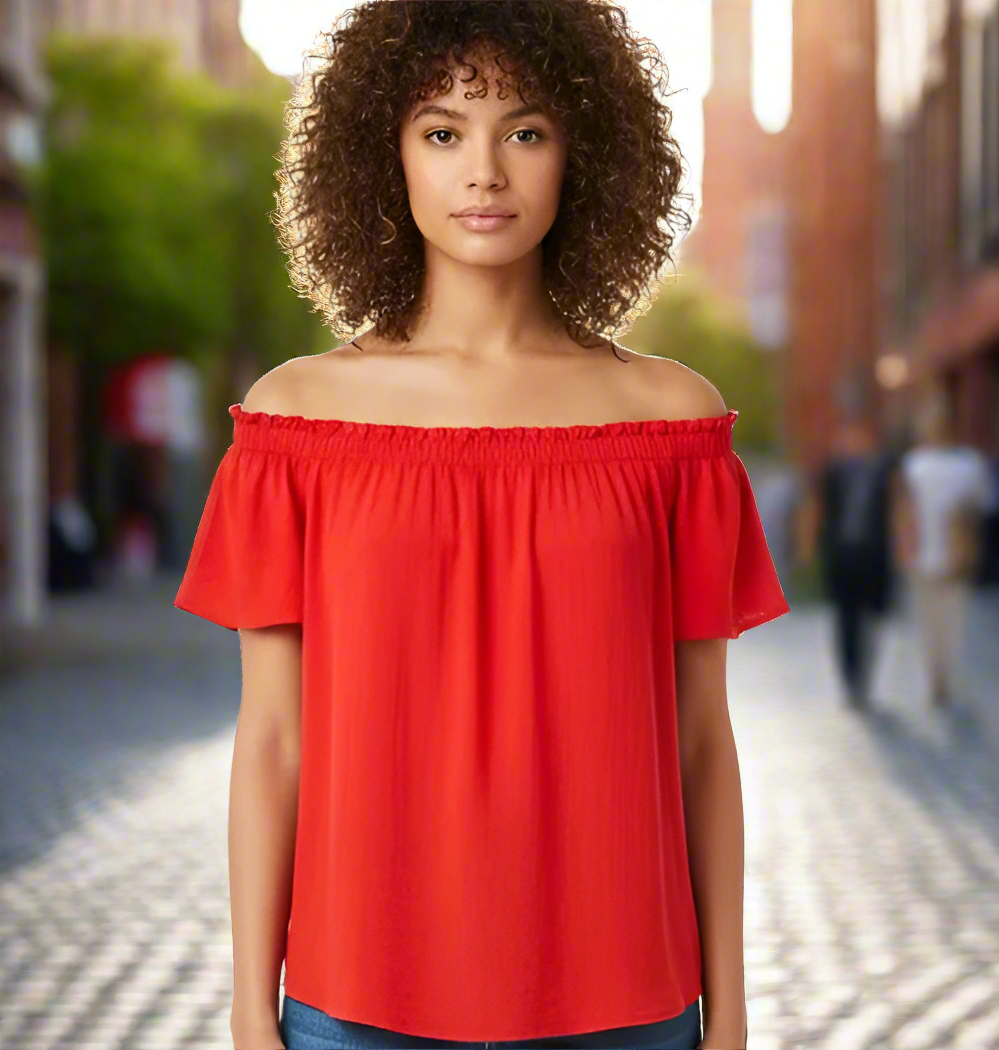 Blaze Off the Shoulder Top [Red]