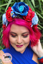 Load image into Gallery viewer, Red and Blue Flower Crown
