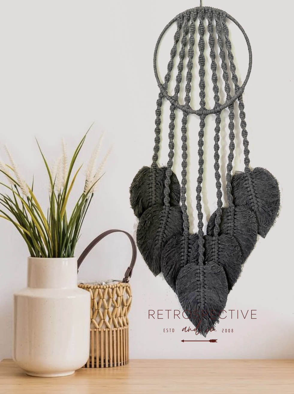 Macrame Nola Leaf Wall Hanging [Grey]